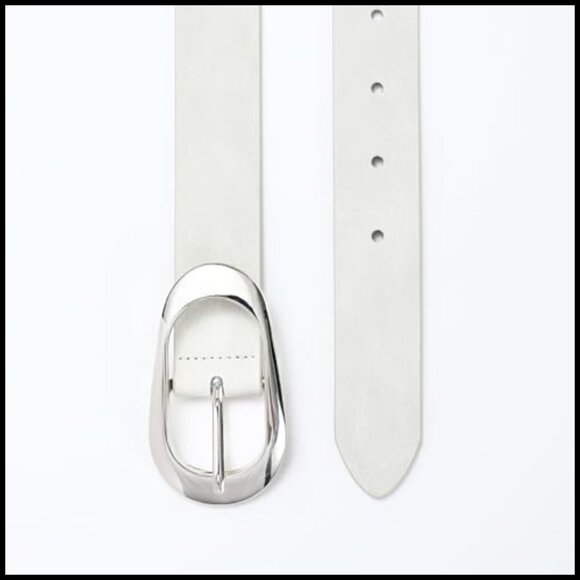 Synthetic Suede Belt with Silver Buckle for Women